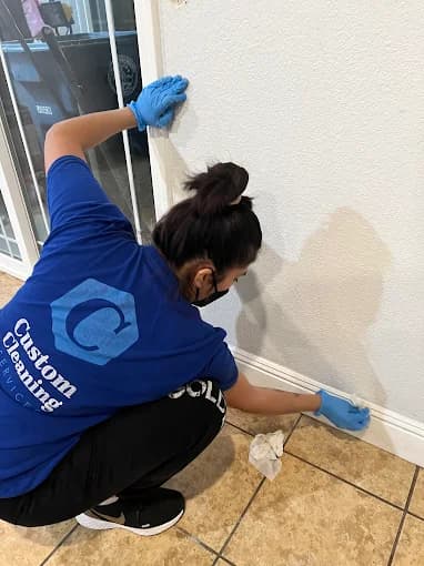 Commercial cleaning team member at work